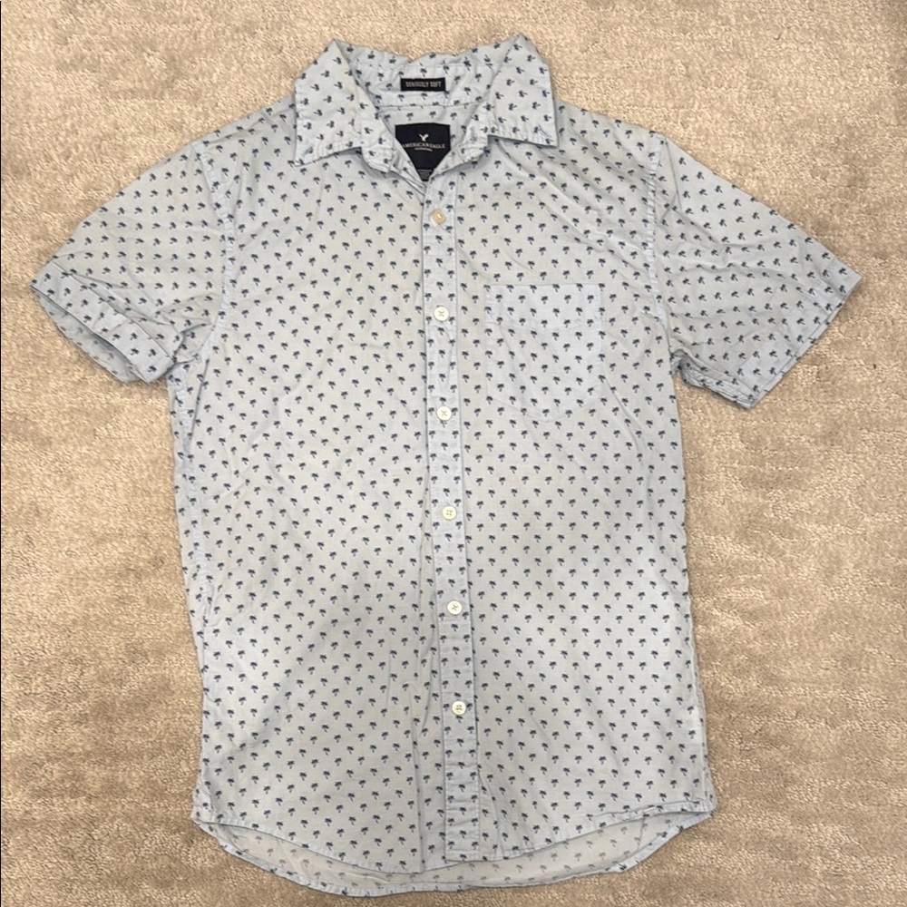 American Eagle Outfitters Blue Casual Button Down Shirt